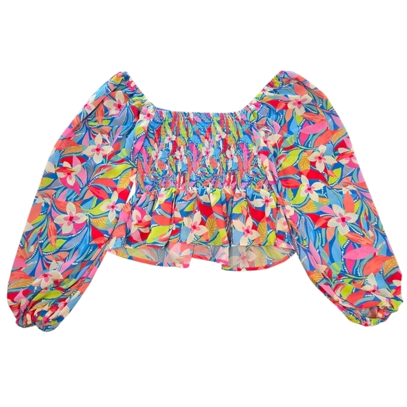 NWOT Flying Tomato Boho Summer Floral Puff Sleeve Crop Top | Size S - Picture 3 of 7